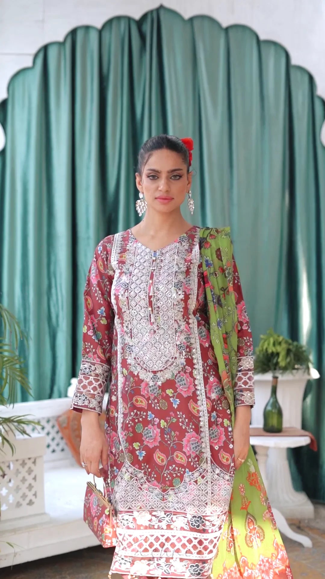 Ready to Wear Stitched Dress Viscos digital  print 3pc WITH  Shafoon DUPPATA